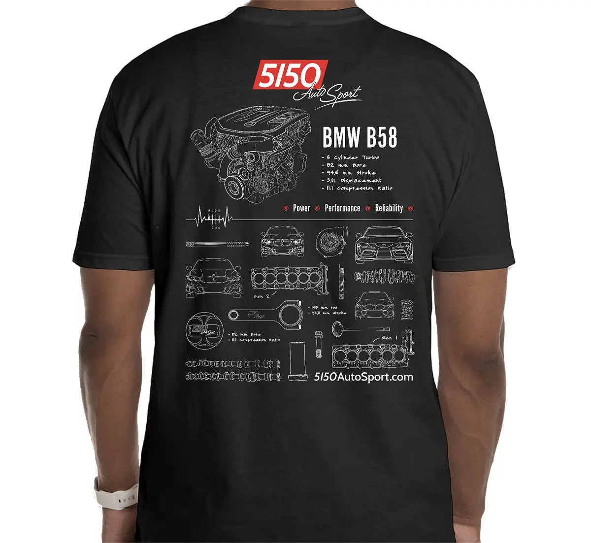 BMW / Toyota B58 T-shirt by 5150 AutoSport