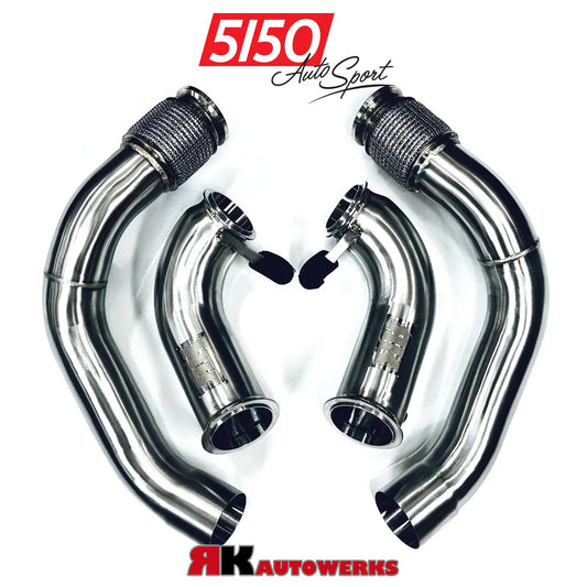 BMW F9X M5 / M8 Catless Race Downpipes by RK Autowerks