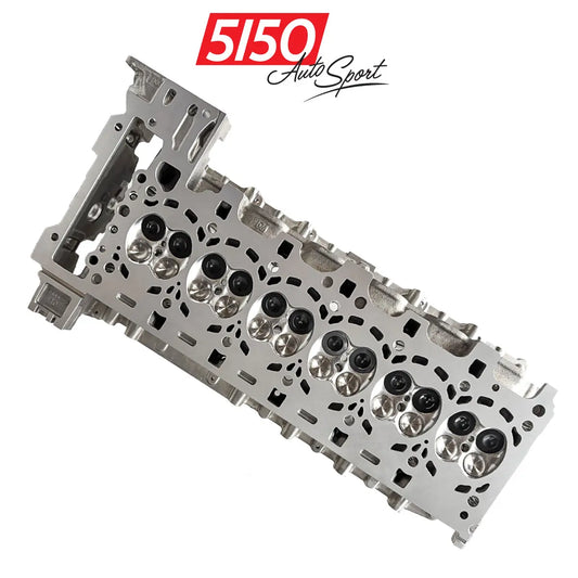 BMW N55 racing cylinder head, looking at combustion chamber side, after undergoing CNC machining and reassembly with Supertech performance valves