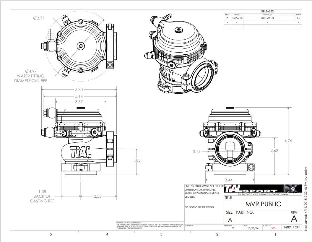 Mvr Drawing TiALSport MVR 44mm Wastegate – 5150 AutoSport South Africa